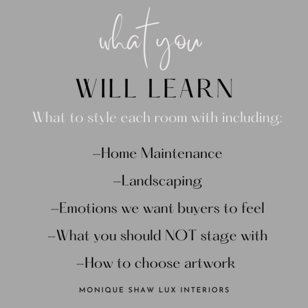monique shaw lux designs what you will learn for staging or decorating book